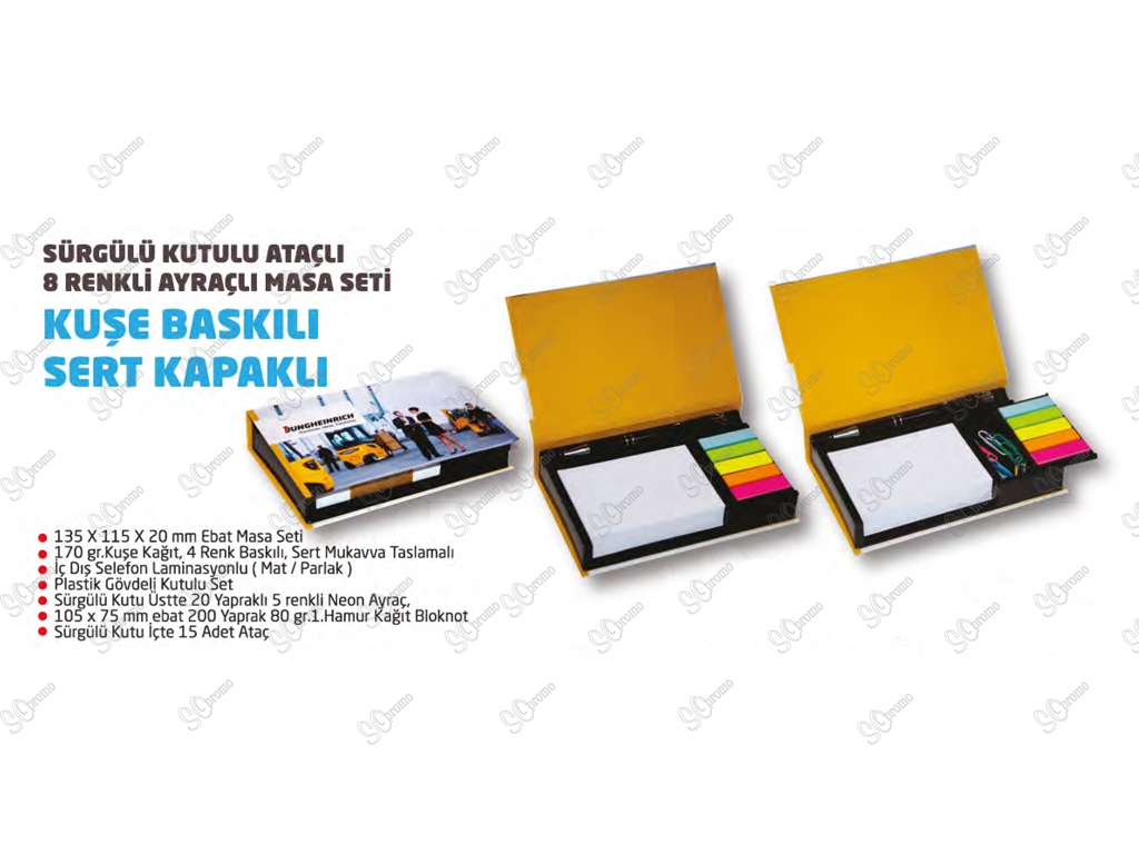 Sürgülü Kutulu Ataçlı 8 Renkli Ayraçlı Masa Seti