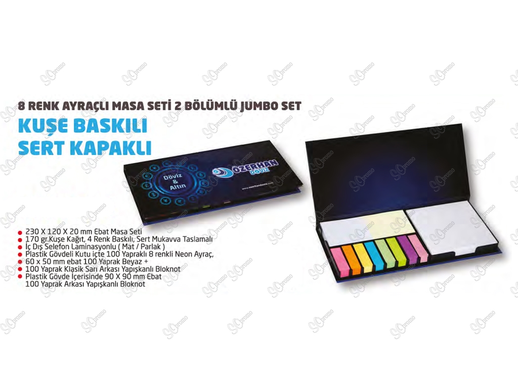 8  Renk Ayraçlı Masa seti 2 Bölümlü Jumbo Set